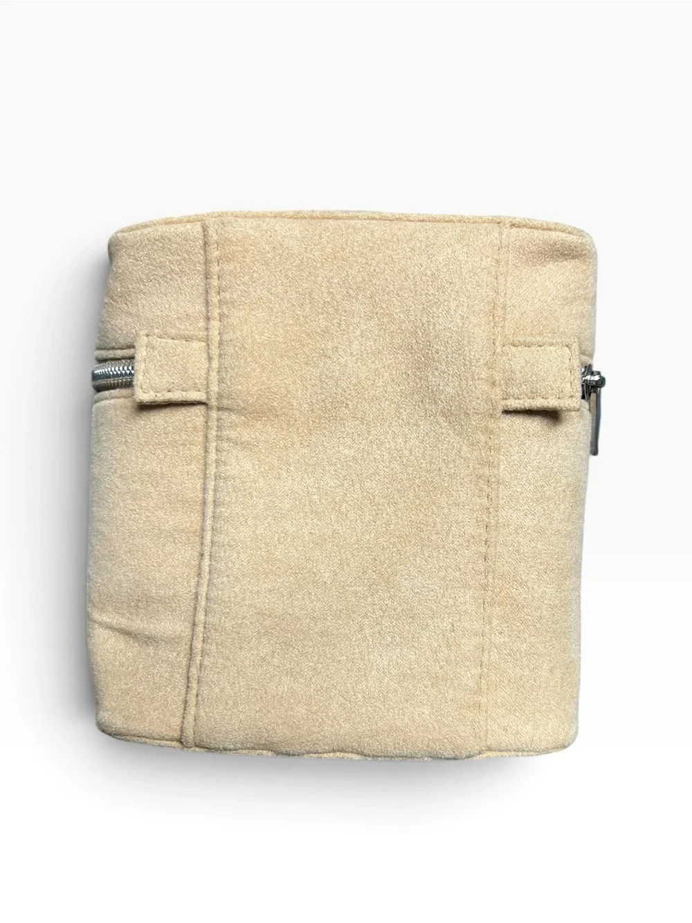 Michael Kors Cream Faux Vegan Suede Cosmetic Cube Makeup Bag